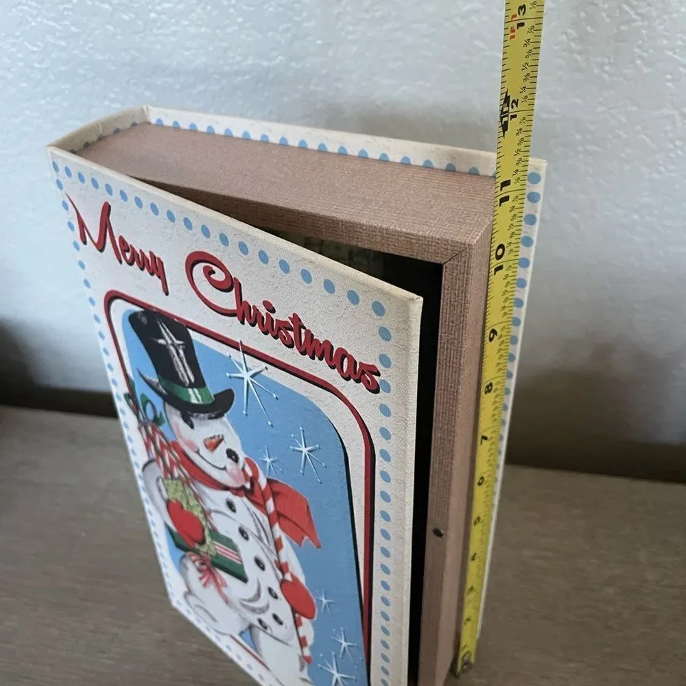 Vintage Christmas Snowman Hidden Storage Book Box